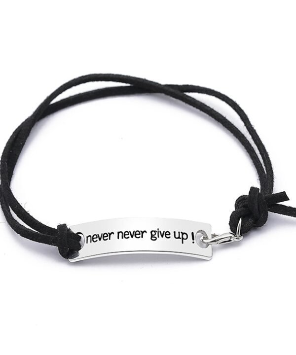 Never Give Up Bracelets Simple Leather Velvet Letter Persistence Bracelet
