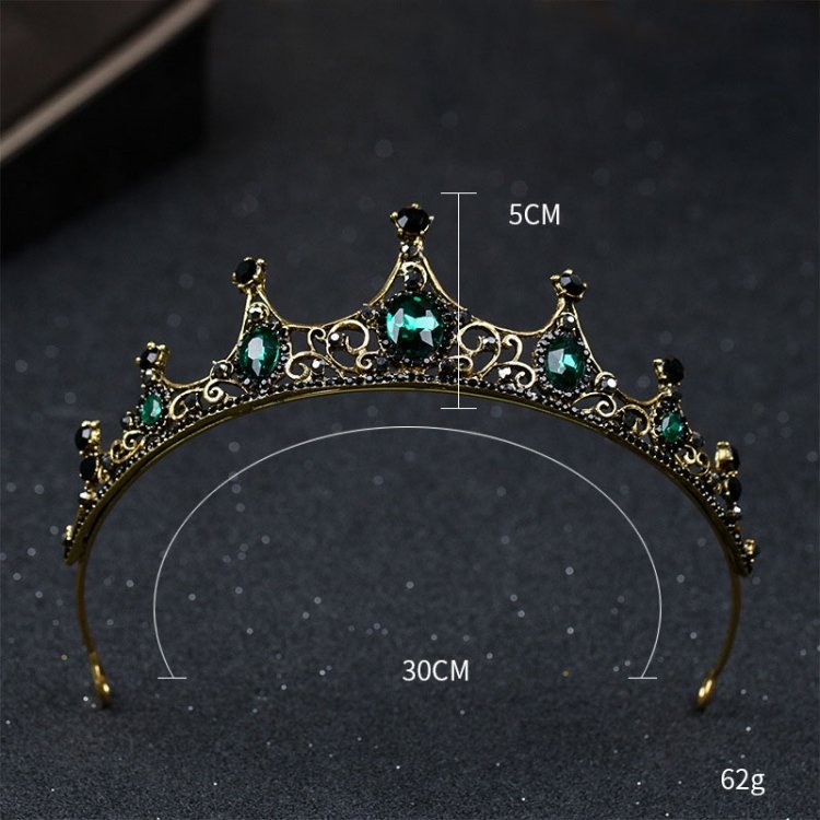Vintage Small Baroque Green Crystal Tiaras Crowns for Women Girls Bride Wedding Hair Jewelry Accessories - Image 6