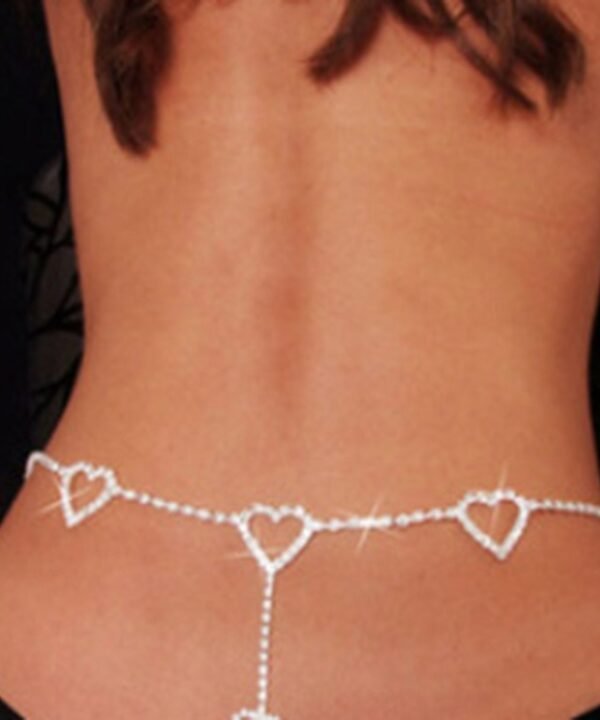 Vintage Heart Waist Chain Sexy Rhinestone Belts, Length: 120cm