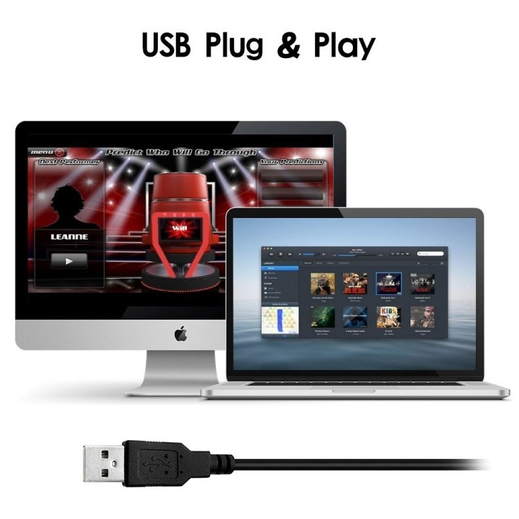 USB Condenser Microphone with Cable for Computer PC Desktop Laptop Notebook Cable Recording Gaming Podcasting, Black - Image 4