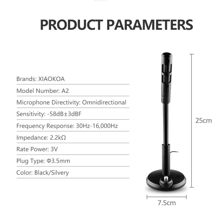 USB Condenser Microphone with Cable for Computer PC Desktop Laptop Notebook Cable Recording Gaming Podcasting, Black - Image 7