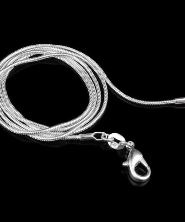 Silver-plated Snake Bone Chain Necklace Female Thin Necklace, 1mm 16 inch, 1mm 18 inch, 1mm 20 inch, 1mm 22 inch, 1mm 24 inch, 1mm 26 inch, 1mm 28 inch, 1mm 30 inch, 2mm 16 inch, 2mm 18 inch, 2mm 20 inch, 2mm 22 inch, 2mm 24 inch