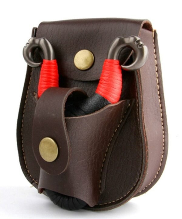 Steel Ball Package Leather Slingshot Bag Durable Without Deformation for Hunting, Color Random Delivery