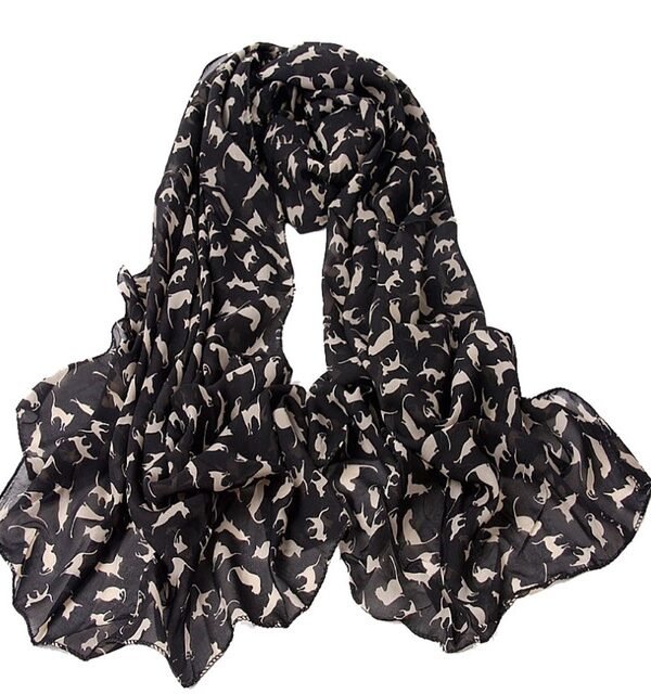 Ladies Cats Printed Chiffon Scarf, Length: 150cm x 60cm