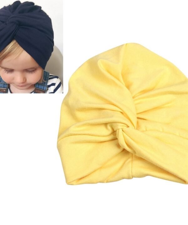 Baby Hat Cotton Soft Turban Knot Summer Bohemian Kids Girls Newborn Cap, Yellow, Green, Navy Blue, Gray, Light Green, Pink, Rose Red, Dark Purple