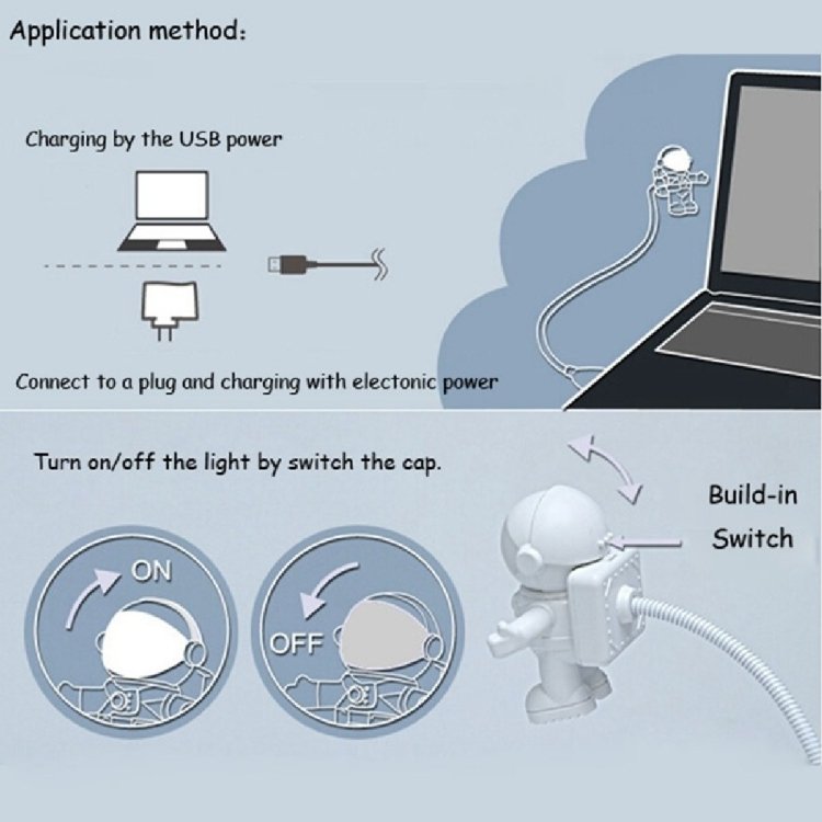 Cool New Astronaut Spaceman USB LED Adjustable Lamp Desk Night Light for Computer PC - Image 5