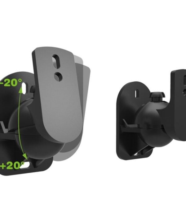 Pair Black Surround Sound Speaker Wall Mount Brackets 45 Degree Rotatable Design TV Wall Mount 8 x 4.5 x 5.8cm
