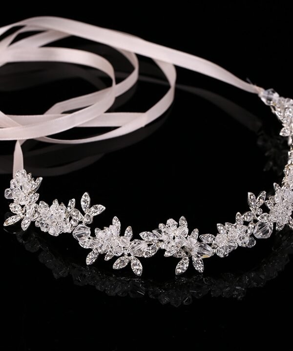 Noble Crystal Rhinestone Bridal Headpieces Satin Ribbon Wedding Hair Accessories for Brides Tiaras Crowns Headbands