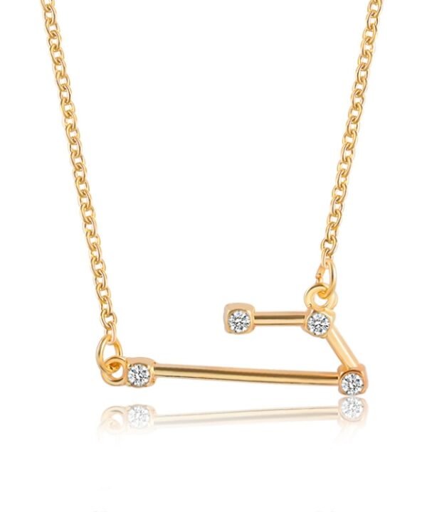 Fashion Zircon Pendant Zodiac Guardian Necklace Short Clavicle Chain, Aquarius-Gold, Aquarius-Silver, Pisces-Gold, Pisces-Silver, Aries-Gold, Aries-Silver, Taurus-Gold, Taurus-Silver, Gemini-Gold, Gemini-Silver, Sagittarius-Gold, Sagittarius-Silver...