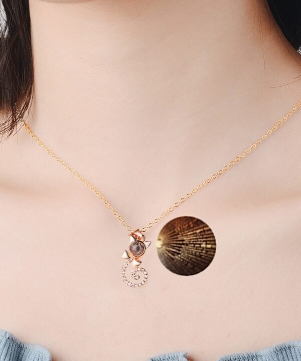 100 Language I love You Necklace Memory Projection Pendant Wedding Letter Necklace, Rose Gold, White Copper
