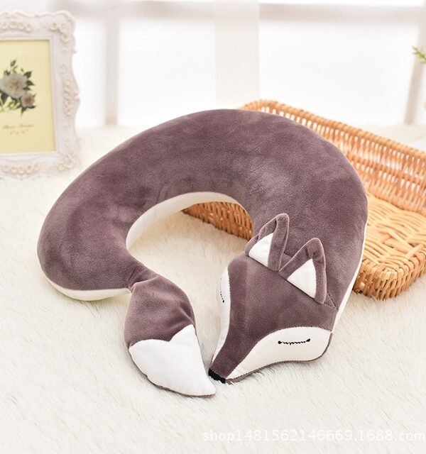 Lovely Fox Animal Cotton Plush U Shape Neck Pillow for Travel Car  Plane Travel, 30x30x8cm