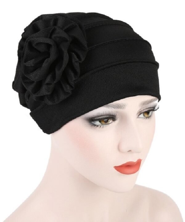 Solid Color Side Flower Turban Hat Women Confinement Hat, Adjustable
