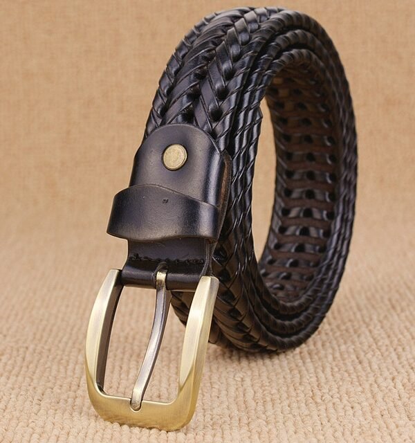 Wide Edition Hand Woven Lacquered Genuine Leather Waistband for Men, 105cm, 100cm, 110cm, 115cm, 120cm
