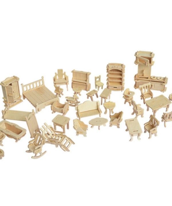 Miniature Doll Furniture 3D Wooden Puzzle DIY Architectural Model Children's Toys Gifts
