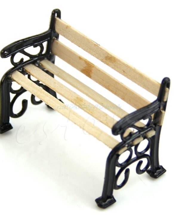 3 PCS Doll House Miniature Garden Furniture Wooden Bench Child Role Playing Toy