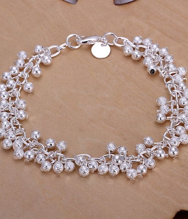 925 Jewelry Silver Plated Lobster Buckle Grape Bracelet Bangle