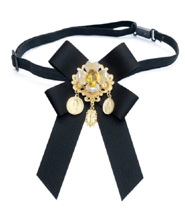 Women Vintage Flowers Diamond Bow-knot Bow Tie Shirt Brooch Clothing Accessories, Tie Belts Version, Pin Buckle Version