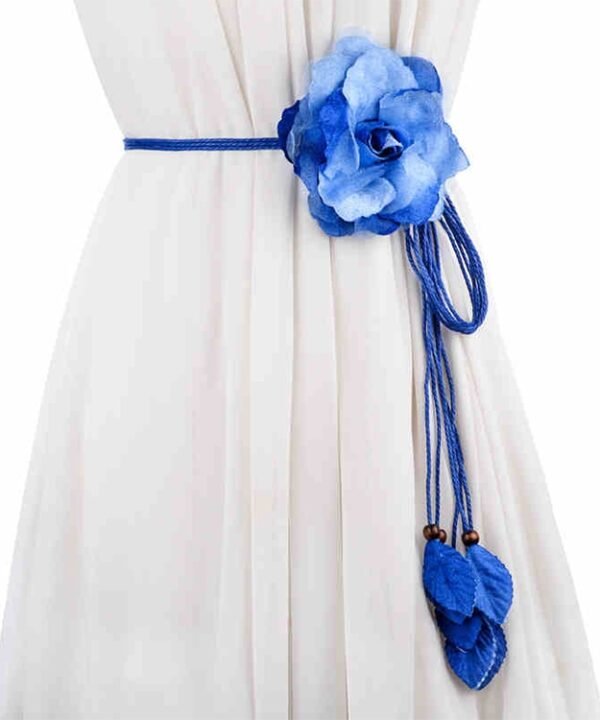 Women Wild Long Thin Belt Flower Tassel Decorative Belt