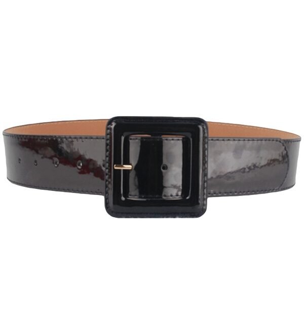 Square Buckle PU Leather Glossy Wide Belt for Women, Size: 1030 x 48cm