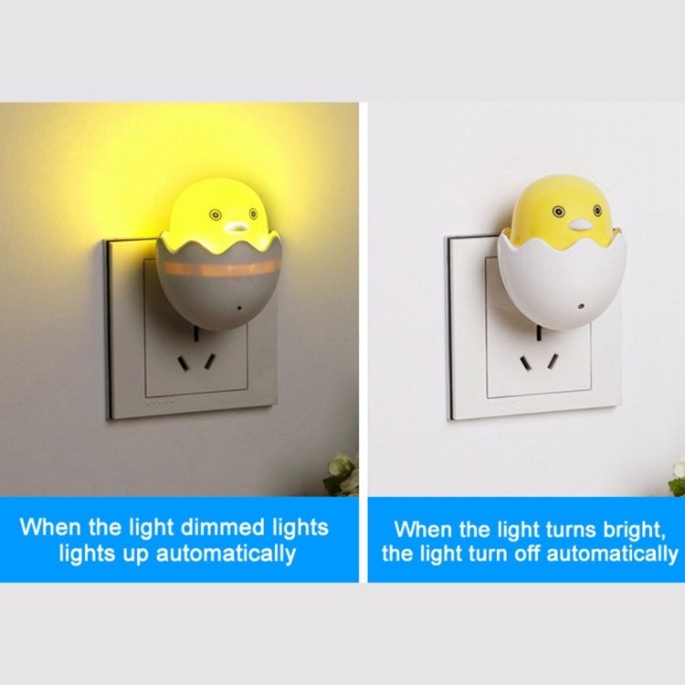 Yellow Duck Wall Socket Lamps LED Night Light Light Control Sensor Bedroom Night Lamp, US Plug, AC 220V - Image 2