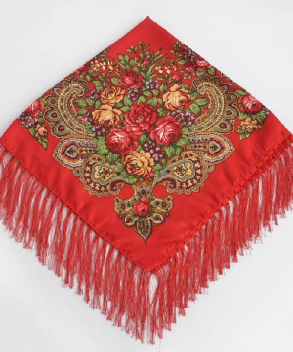 Ethnic Style Retro Tassel Square Scarf Flower Pattern Headscarf Scarf, 90 x 90cm Red, 90 x 90cm Yellow, 90 x 90cm Purple, 90 x 90cm Khaki, 90 x 90cm Black, 90 x 90cm Pink, 90 x 90cm Peacock Blue, 90 x 90cm Middle Blue, 90 x 90cm Sapphire, 90 x 90cm Nav...