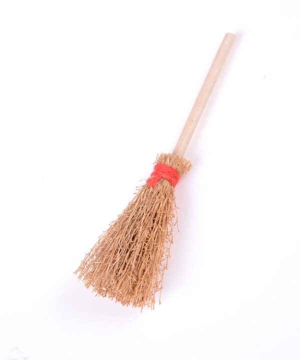 2 PCS Miniature Doll House Kitchen Patio Accessories Wooden Broom Children's Educational Toys