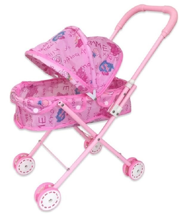Children Doll House Toys Folded Canopy Iron Stroller