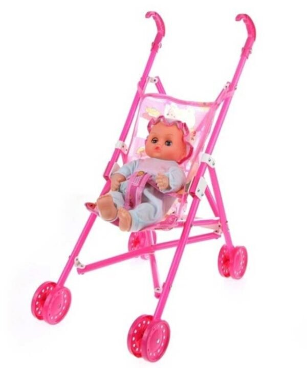 Mini Doll House Plastic Baby Stroller Set Children Educational Toys, Random Color Delivery