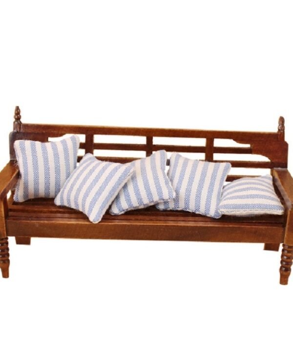 Mini Doll House Furniture Wooden Bench with Pillows
