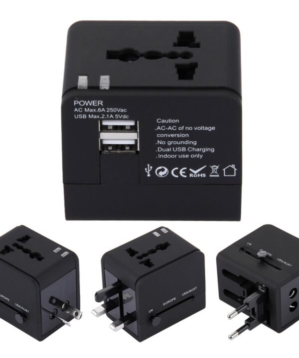 5V 2.1A Dual USB Power Socket Charger Adapter, UK / EU / US / AU Plug(Black)