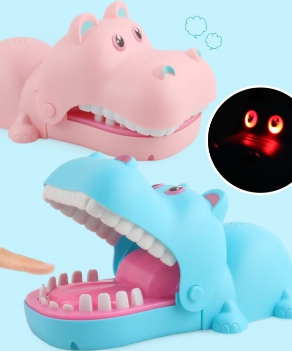 Cartoon Creative Hippo Shape Bite Hand Novelty Tricky Toys with Light and Music, Random Color Delivery
