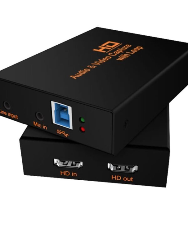 Z28 Professional HDMI Female + Mic + Line In to HDMI Female USB 3.0 Video Audio Capture Box(Black)