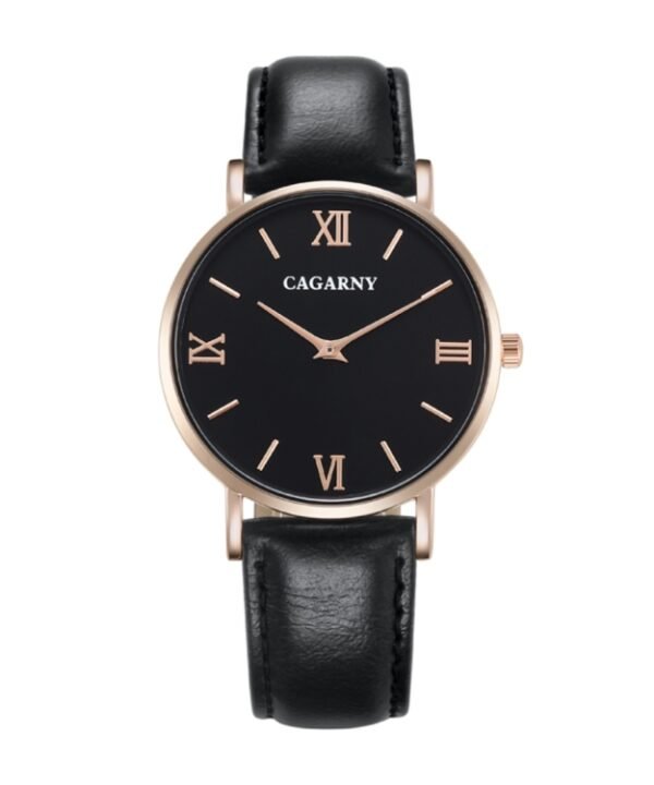 CAGARNY 6812 Round Dial Alloy Case Fashion Men Quartz Watch with PU Leather Band, CAGARNY 6812 Quartz Wristwatch (Black)