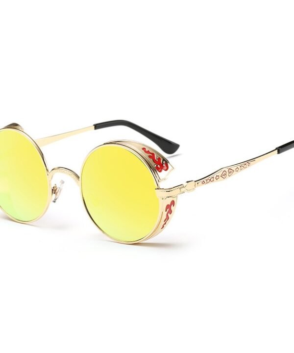 Retro Carved Round Sunglasses, Sunglasses#Tyrant gold box gold, Sunglasses#Gold frame gray sheet, Sunglasses#Gold frame red film, Sunglasses#Gold frame green film, Sunglasses#silver frame ice blue, Sunglasses#silver frame gray sheet...