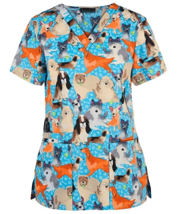 Loose Printed Hedging Thin T-shirt Nurse Uniform (Color:White Size:XXXL), S, M, L, XL, XXL, XXXL
