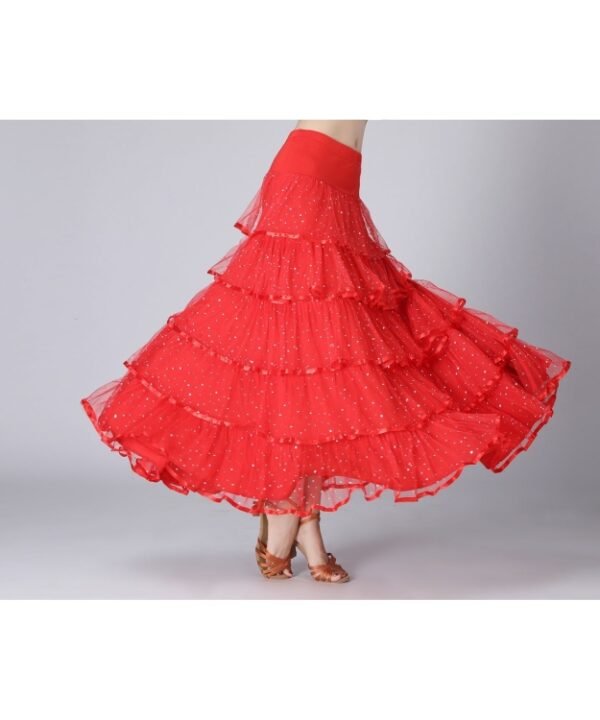 Sequin Swing Modern Dance Long Skirt Competition Costume, Free Size