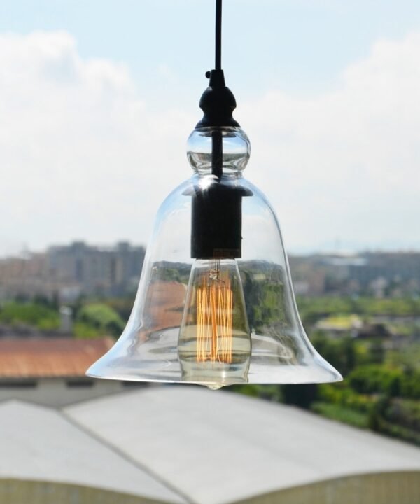 E27 Retro Industrial Hanging Lamp Small Bell Transparent Glass Pendant Light