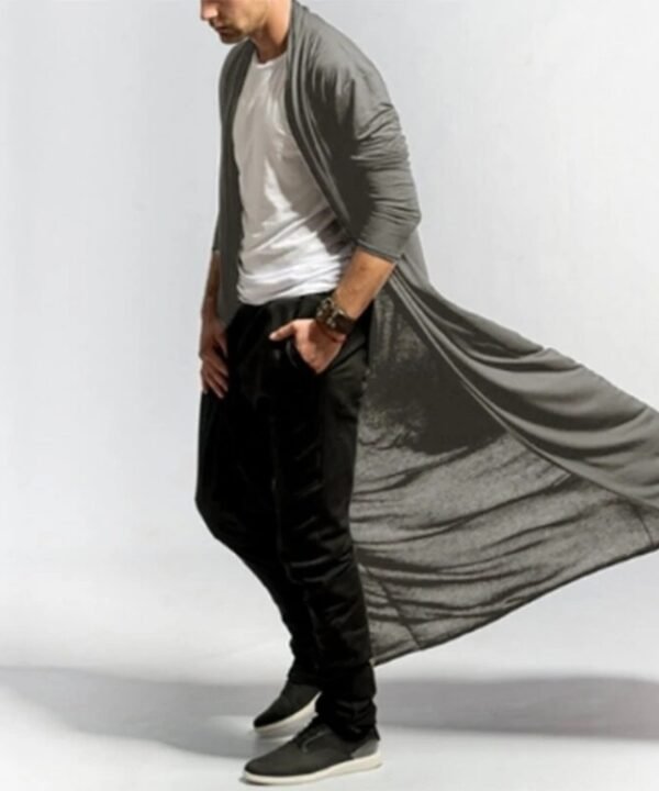 Mens Casual Loose Long Cardigans Coat (Color:Black Size:S), S, M, L, XL, XXL, XXXL
