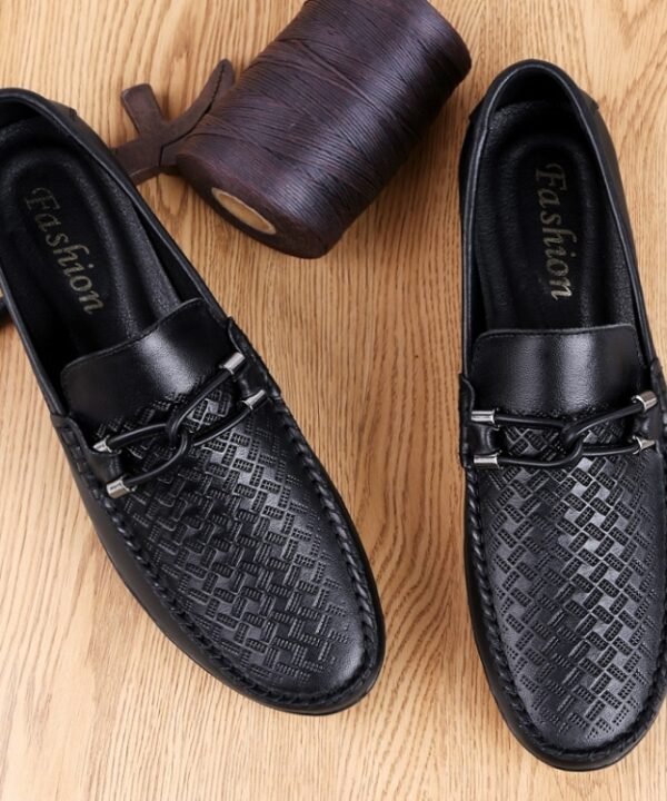 Soft and Comfortable Round Head PCowpea Embossing Surface Leather Shoes for Men, 37, 38, 39, 40, 41, 42, 43, 44, 45, 46