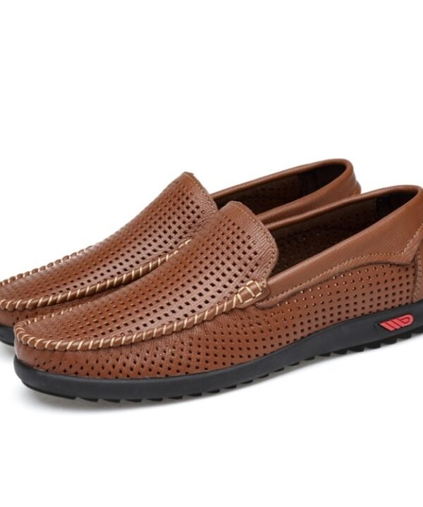 Round Head Hollow Breathable and Comfortable Casual Leather Shoes, 38, 39, 40, 41, 42, 43, 44, 45, 46, 47