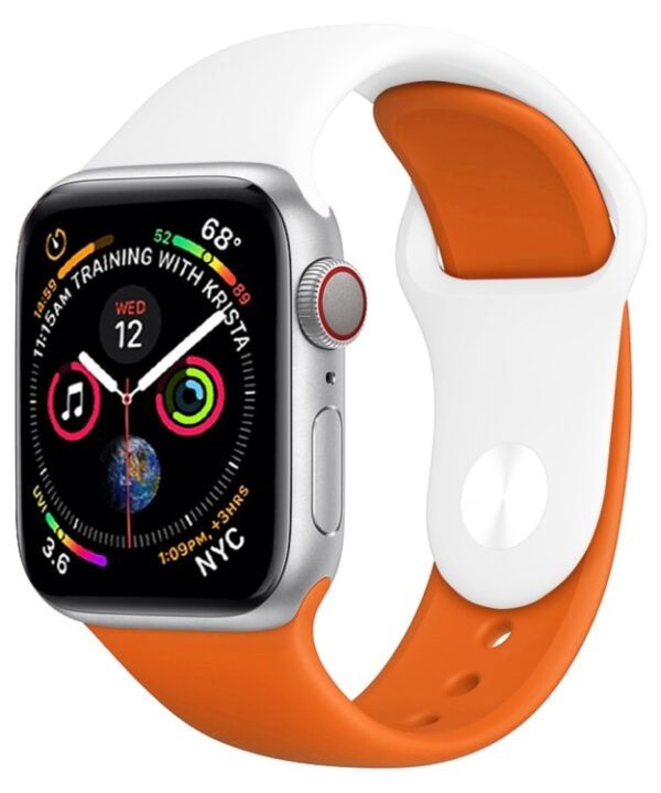 Double Colors Silicone Watch Band for Apple Watch Series 3 & 2 & 1 38mm (White+Red)