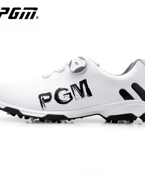 PGM Golf Rotating Buckle Waterproof Microfiber Leather Breathable Non-slip Sneakers for Men(Color:White Green Size:45), 39, 40, 41, 42, 43, 44, 45