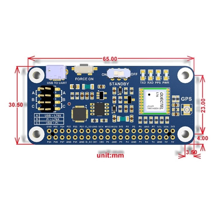 Waveshare L76X Multi-GNSS HAT for Raspberry Pi, GPS, BDS, QZSS - Image 3