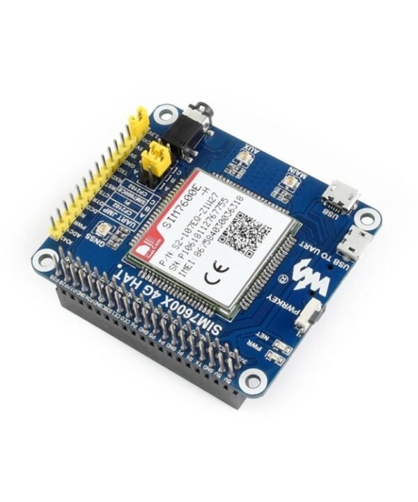 Waveshare 4G / 3G / 2G / GSM / GPRS / GNSS HAT for Raspberry Pi, LTE CAT4, for Southeast Asia, West Asia, Europe, Africa