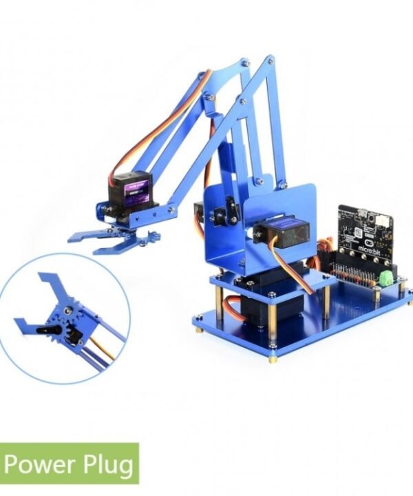 Waveshare 4-DOF Metal Robot Arm Kit for micro:bit, Support Bluetooth, US Plug