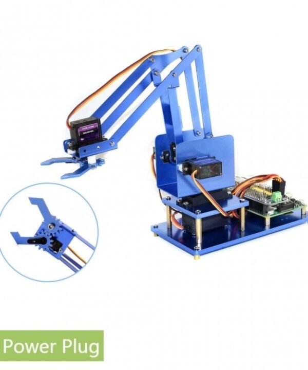 Waveshare 4-DOF Metal Robot Arm Kit for Raspberry Pi, Bluetooth / WiFi Remote Control, US Plug