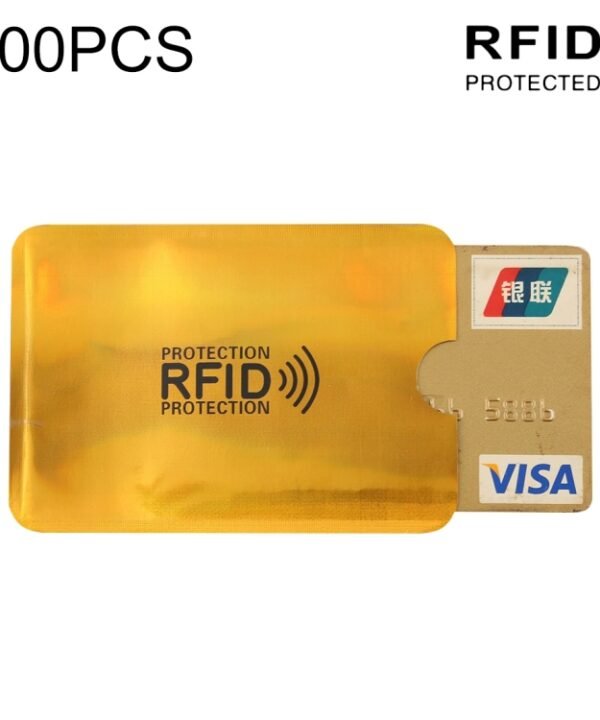 100pcs Aluminum Foil RFID Blocking Credit Card ID Bank Card Case Card Holder Cover, Size: 9 x 6.3cm