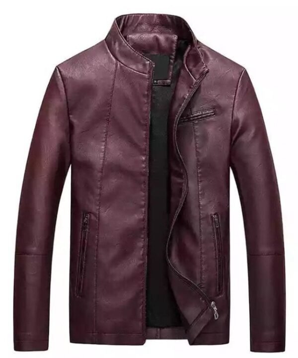 Men Slim-fit Washed PU Leather Jacket, M, L, XL, XXL, XXXL