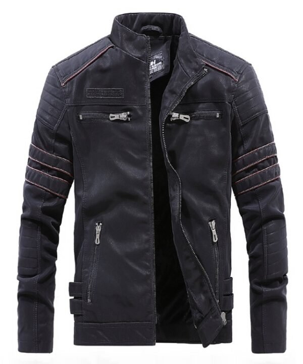 Men Casual Leather Jacket Coat(Color:Coffee Size:XXXL), M, L, XL, XXL, XXXL