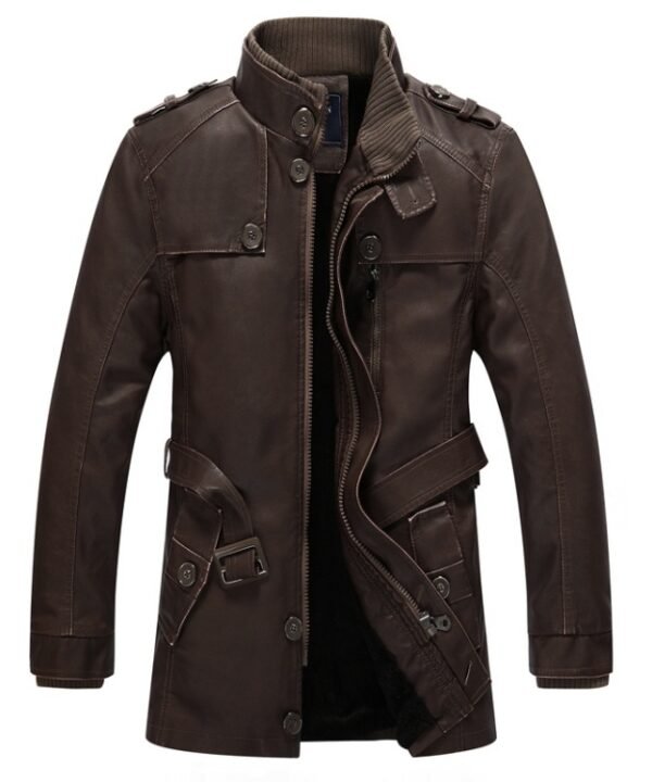 Men Long Style Leather Jacket Coat, M, L, XL, XXL, XXXL, XXXXL